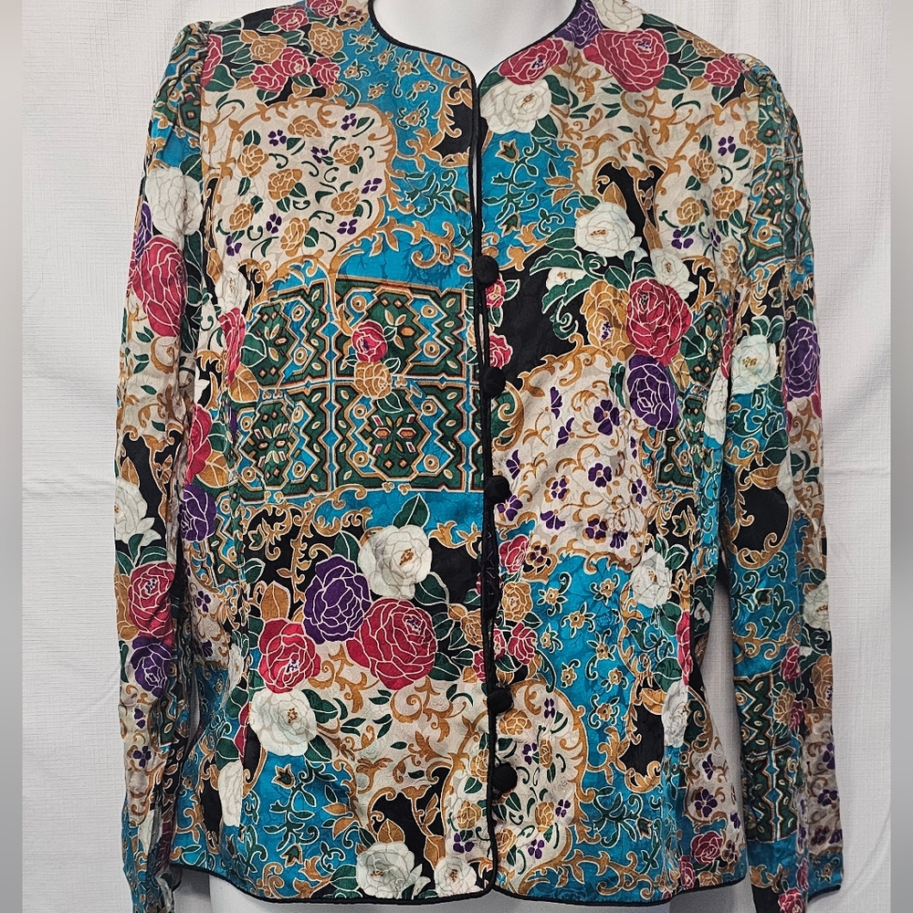 Adrianna Papell VTG Silk Blazer - Picture 10 of 11